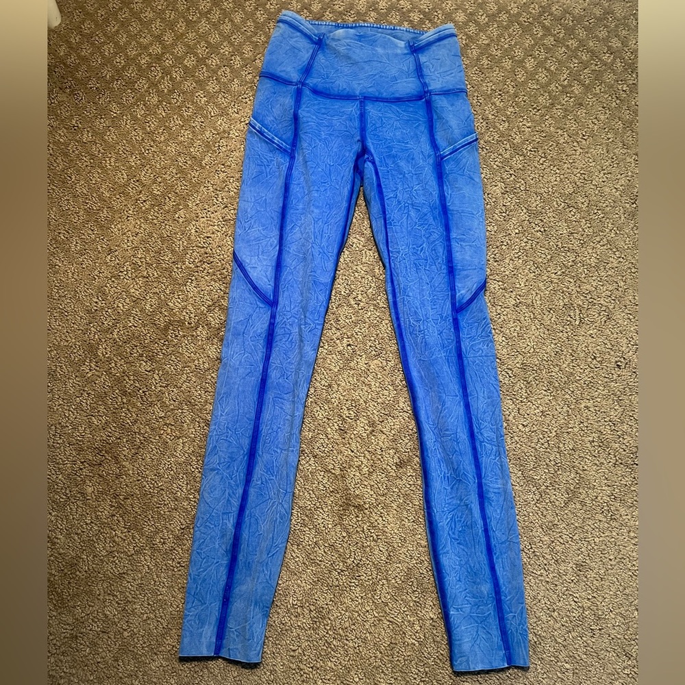 Blue patterned Lululemon pants